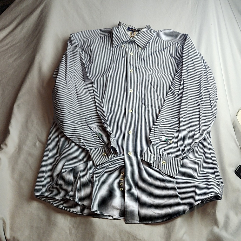 Tommy Hilfiger Button-Down Dress Shirt Pinstripe Long Sleeve Men's Size 15.5